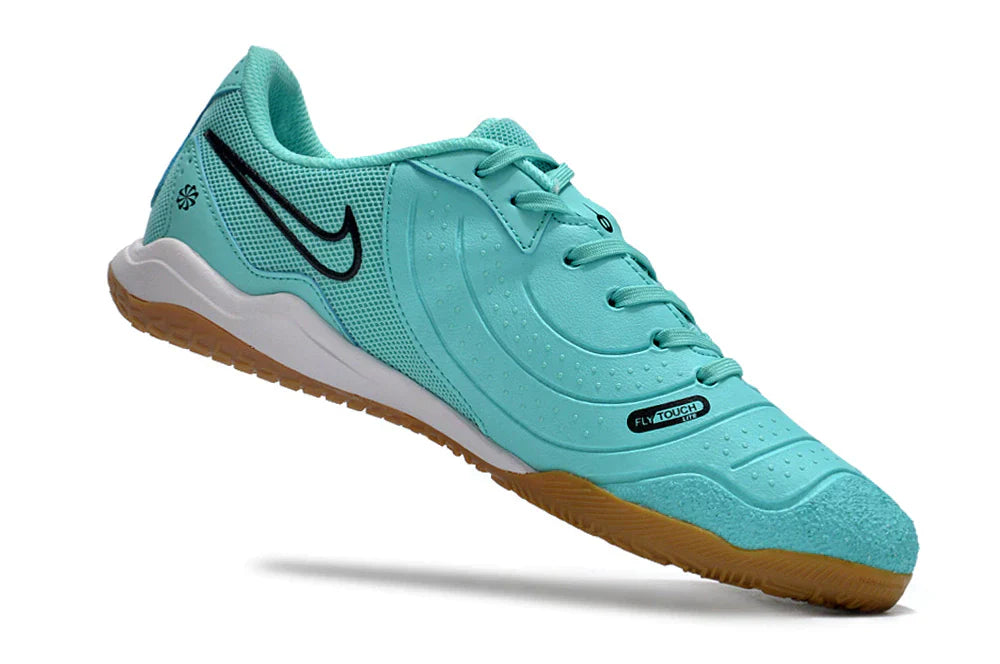 Chuteira Futsal Nike Tiempo Legend 10 IC AZUL, modelo leve com solado para quadras, cor azul e detalhes em preto.