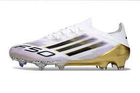 Chuteira Adidas F50 FG Elite Branca e Dourada