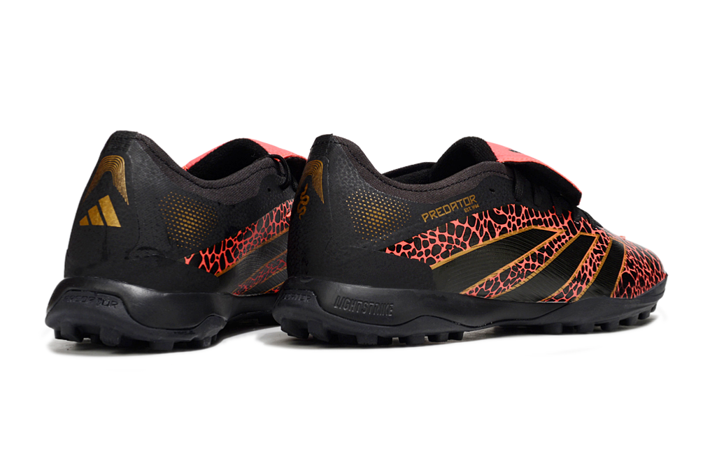 Chuteira Adidas Predator Elite Fold-Over Tongue TF - Preta, Laranja e Dourada