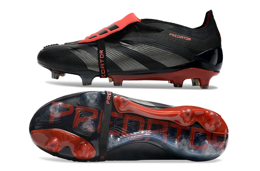 Chuteira Adidas Predator Elite Tongue FG - Preta e Vermelha