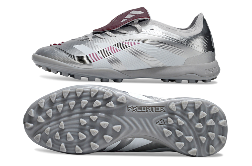 Chuteira Adidas Predator Elite Fold-Over Tongue TF - Prata, Branca e Vermelha