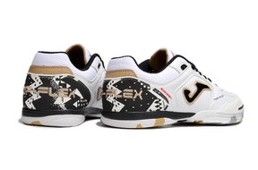 Chuteira Futsal Joma Top Flex Rebound IC Branca e Preta com design moderno para melhor desempenho.