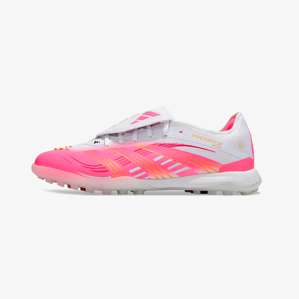 Chuteira Adidas Predator Elite Fold-Over Tongue TF - Branca e Rosa