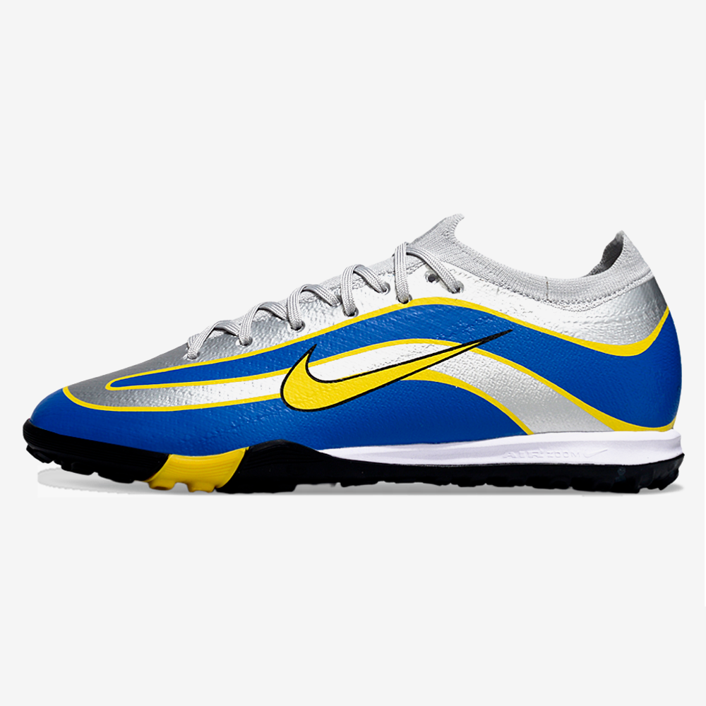 Chuteira Nike Air Zoom Mercurial Vapor 16 Elite R9 TF - Cinza, Azul e Amarela
