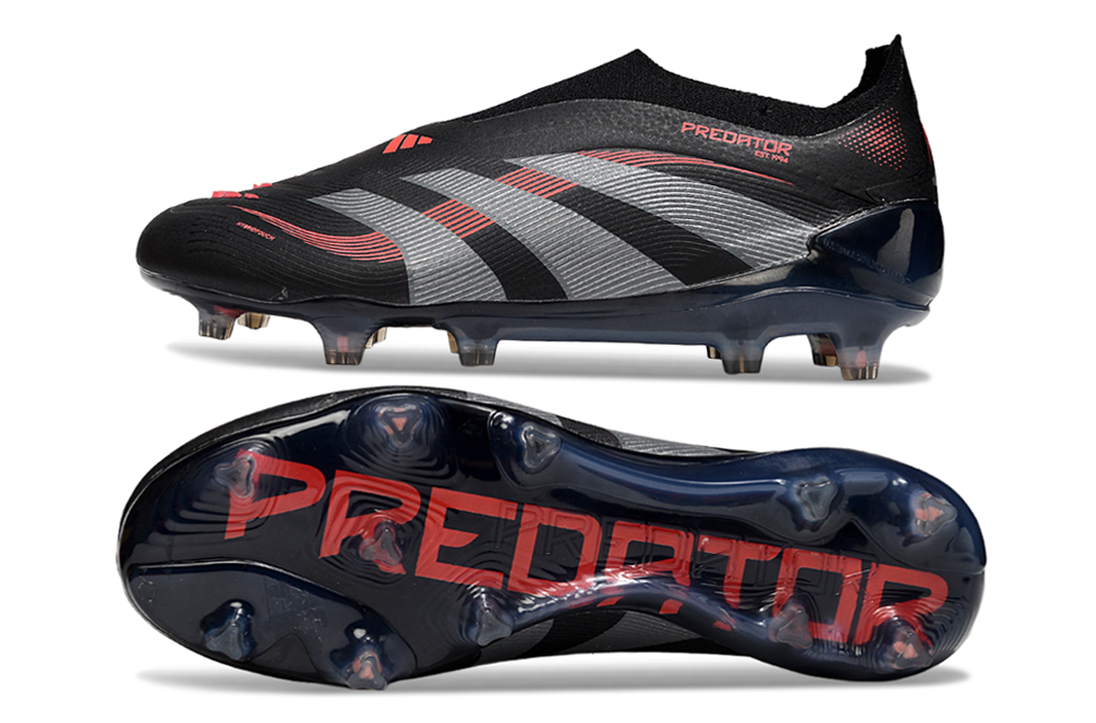 Chuteira Adidas Predator Elite FG Laceless - Preta e Vermelha