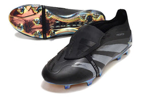 Chuteira Adidas Predator Elite Tongue FG - Preta, oferecendo desempenho e controle em campo.