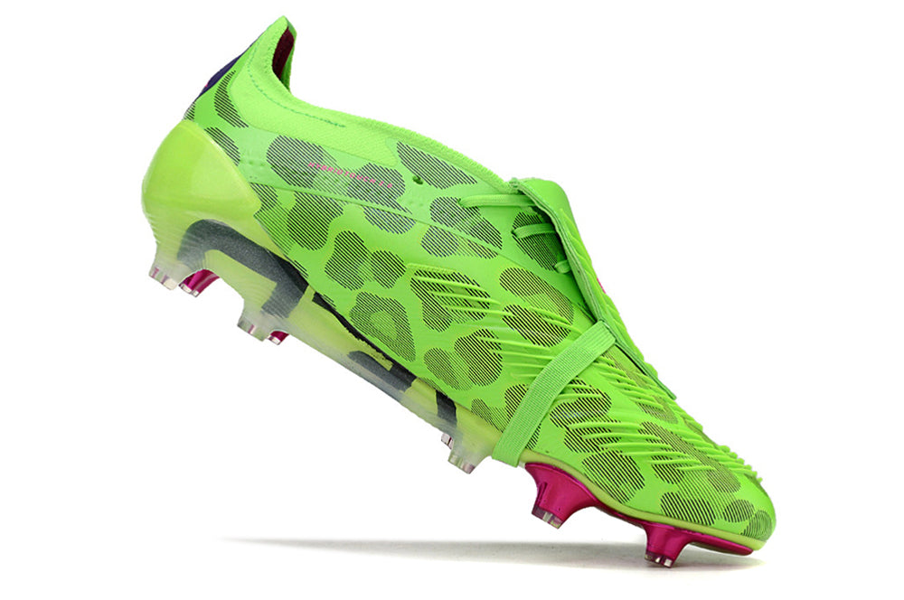 Chuteira Adidas Predator Elite Tongue FG - Verde e Rosa