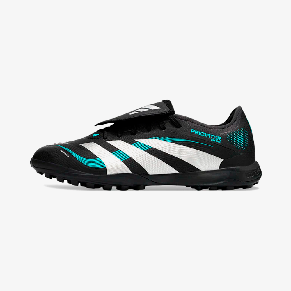 Chuteira Adidas Predator Elite Fold-Over Tongue TF - Preta, Prata e Azul