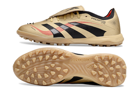 Chuteira Adidas Predator Elite Fold-Over Tongue TF - Dourada, Preta e Vermelha