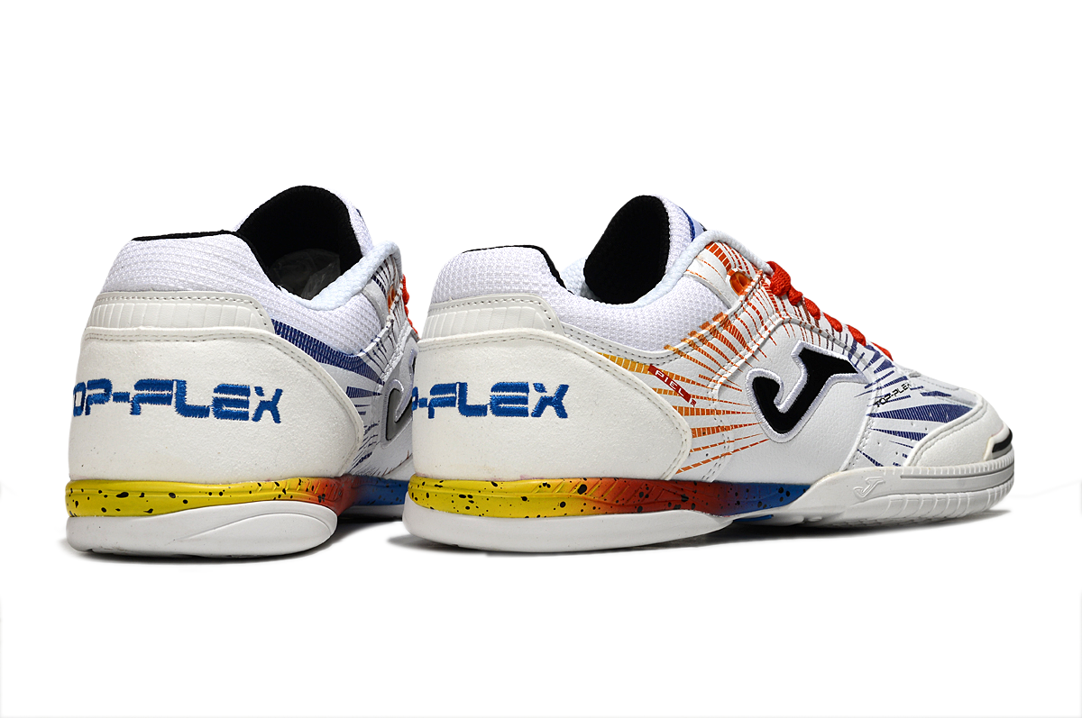 Chuteira Futsal Joma Top Flex Rebound IC Branca, Vermelha e Azul