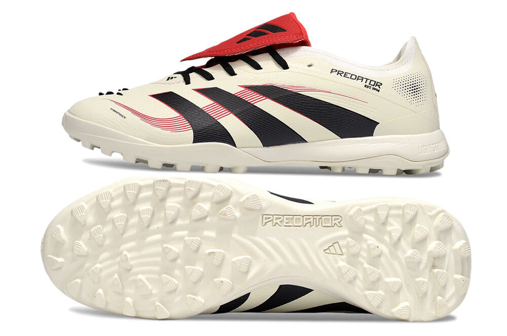 Chuteira Adidas Predator Elite Fold-Over Tongue TF - Begê, Preta e Vermelha