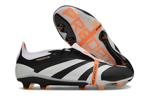 Chuteira Adidas Predator Elite Tongue FG - Cinza e Preta, vista lateral destacando design e características.