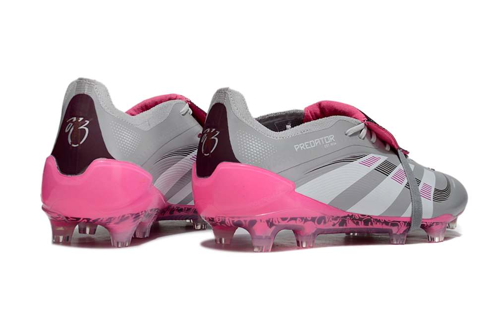 Chuteira Adidas Predator Elite Fold-Over Tongue FG - Cinza, Rosa e Branca