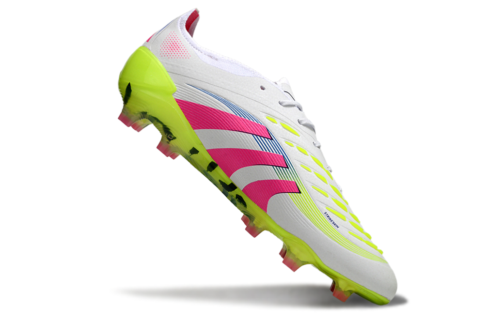 Chuteira Adidas Predator Elite FG - Branca, Rosa e Amarela
