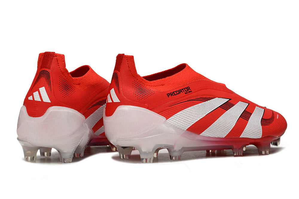 Chuteira Adidas Predator Elite FG Laceless - Vermelha e Branca
