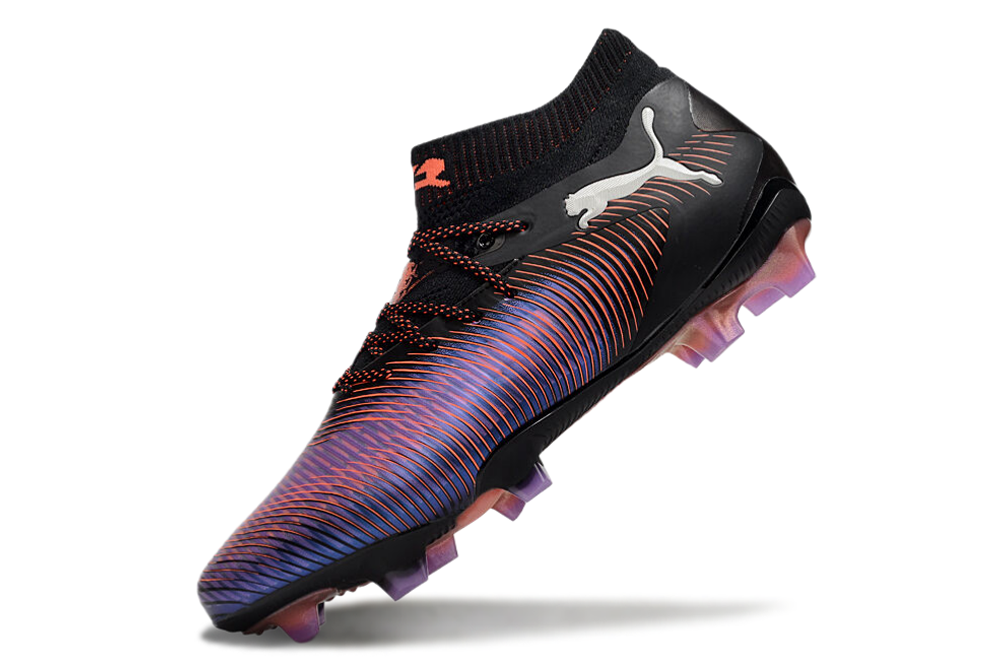 Chuteira Puma 8 Ultimate FG Preta e Roxa - Neymar, ideal para desempenho em campo.