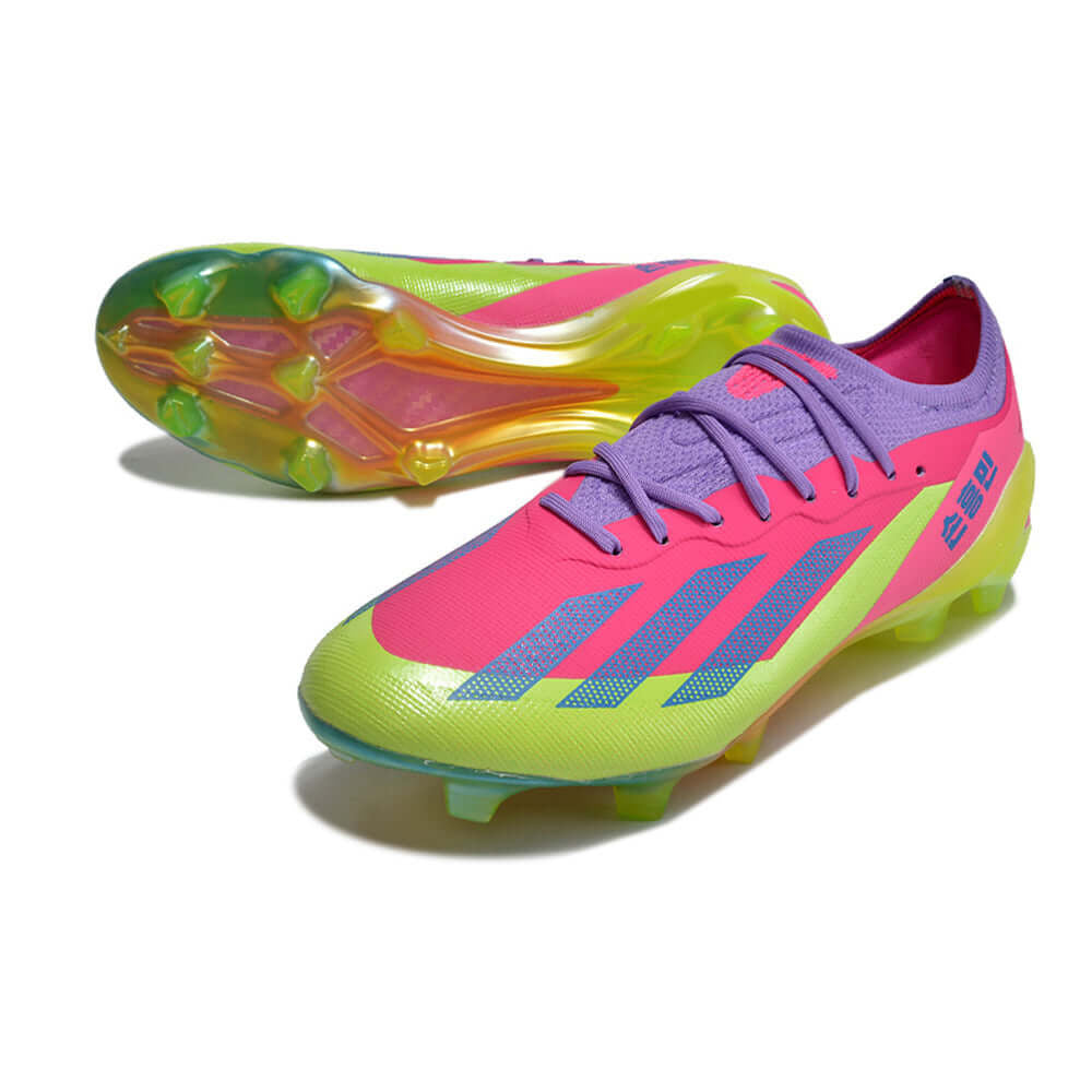 Chuteira Adidas X Crazyfast FG Elite .1 Rosa e Verde