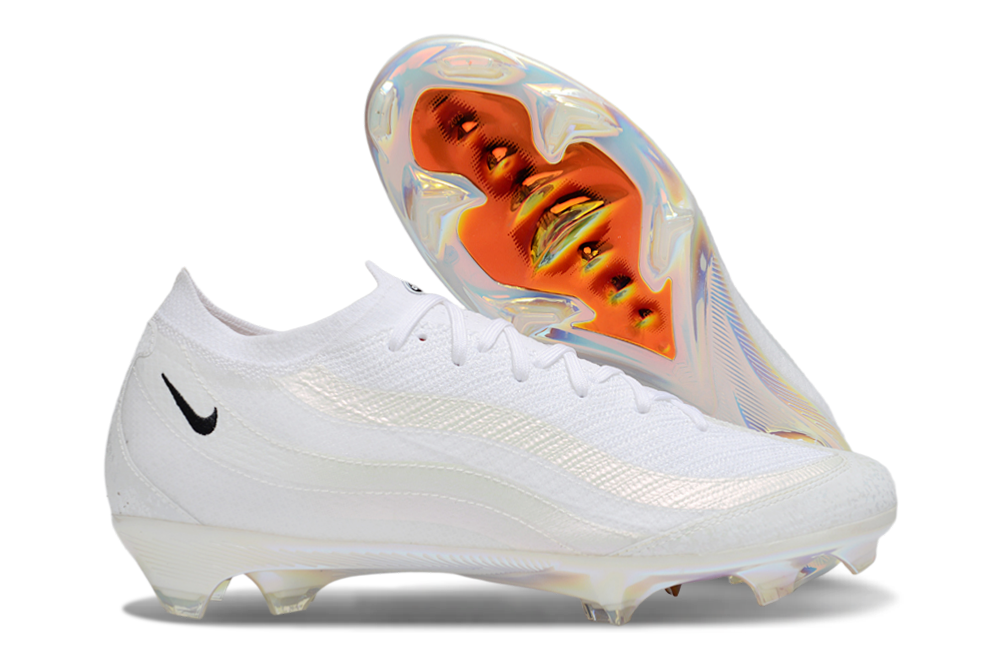 Chuteira Nike Mercurial Air Max 95 Elite FG - Branca e Laranja, designed for performance e estilo.