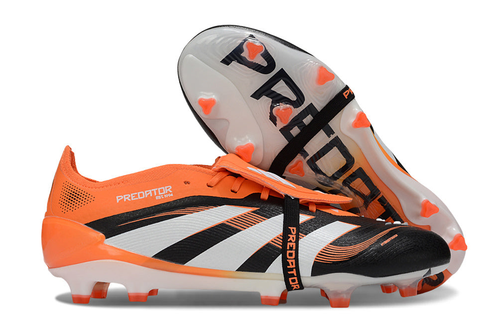 Chuteira Adidas Predator Elite FG Tongue Preta e Laranja