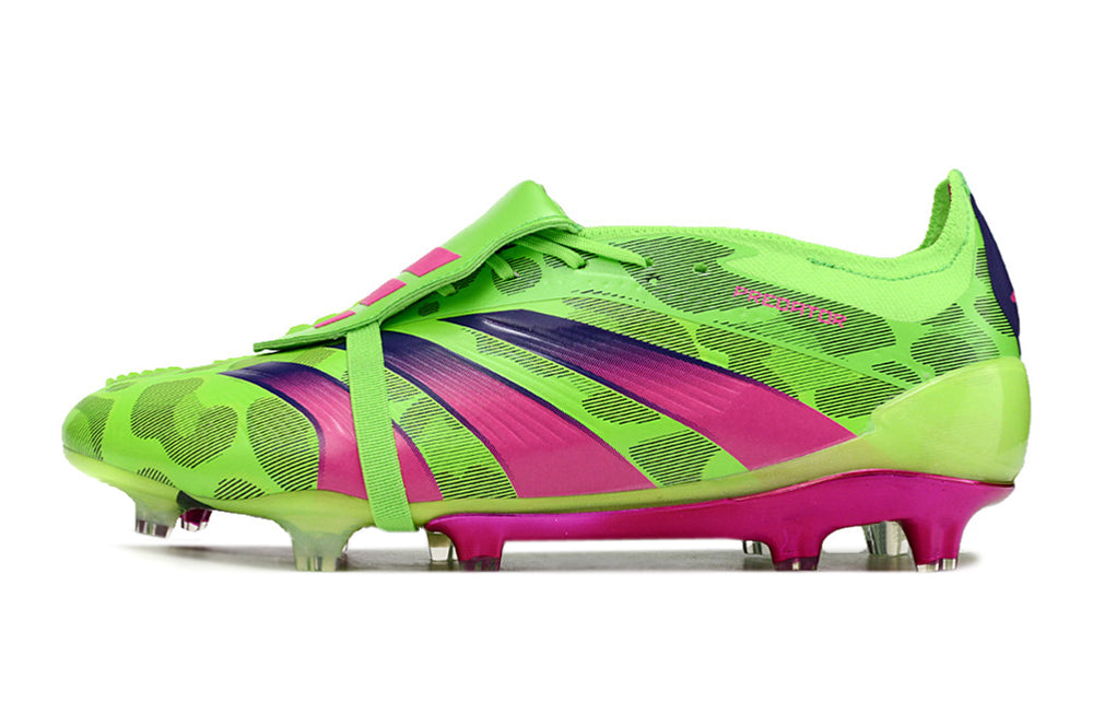 Chuteira Adidas Predator Elite Tongue FG - Verde e Rosa