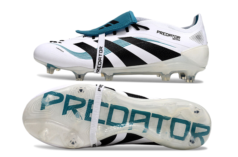 Chuteira Adidas Predator Elite Fold-Over Tongue FG - Branca, Verde e Preta