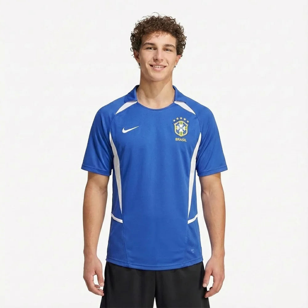 Camisola Brasil Away 2002 Azul Retro - Nike