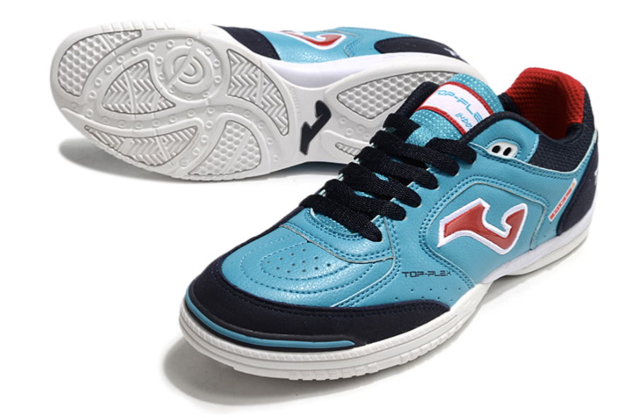 Chuteira de Futsal JOMA IC Verde e Vermelha com design moderno e confortável, ideal para jogos.