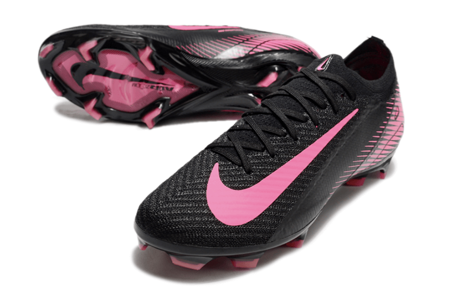 Chuteira Nike Air Zoom Mercurial Vapor 16 Elite FG Preta e Rosa com design aerodinâmico e tecnologia Air Zoom
