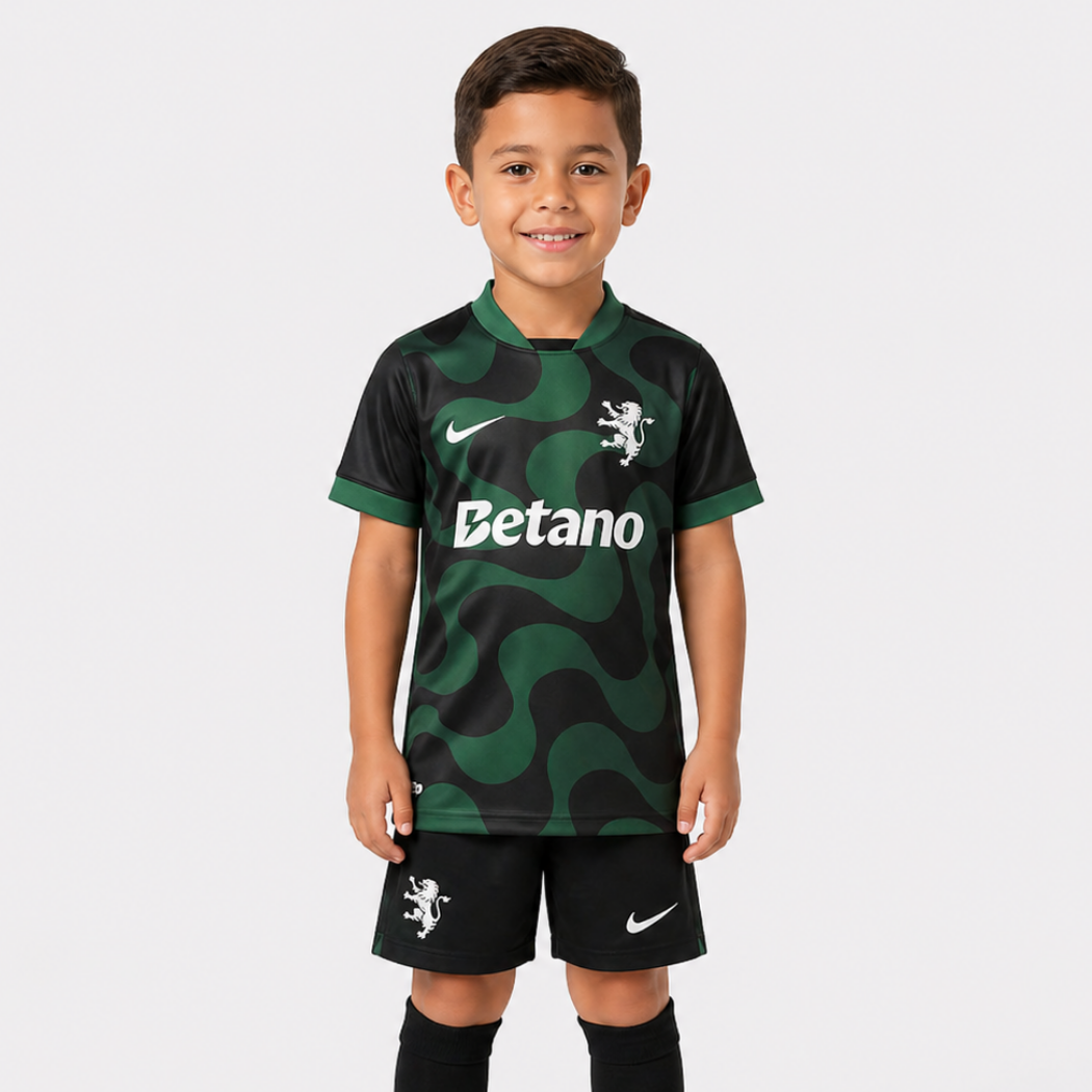 Conjunto Infantil Alternativo Preto 2025/26 - Leões