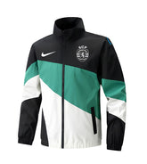 Corta-Vento - Sporting 24/25 Verde, jaqueta preta, verde e branca, com logotipo Nike e SCP, ideal para atividades esportivas.