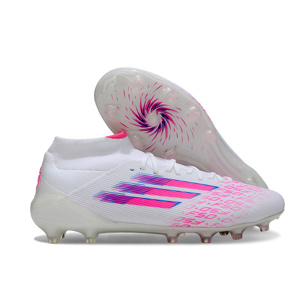 Chuteira Adidas F50 FG Elite Bota - Branca e Rosa