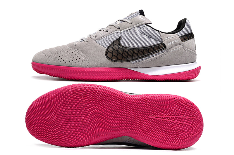 Chuteira Futsal Nike Street Gato IC - Cinza, Rosa e Preta
