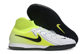 Chuteira Futsal Nike Phantom Luna IC - Branca, Verde e Preta "Mad Voltage Pack" em fundo branco.