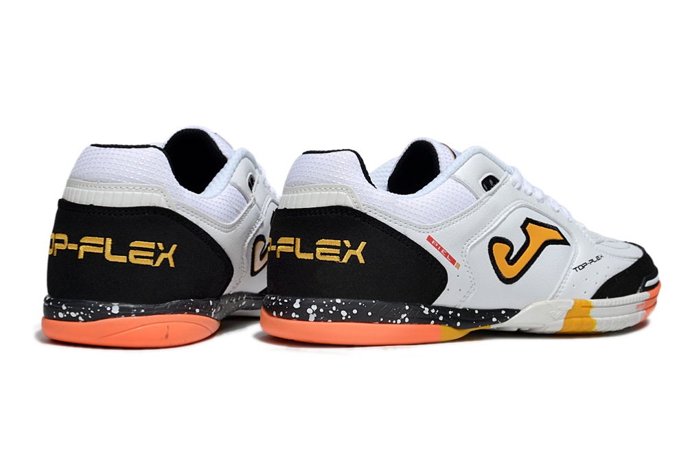 Chuteira Futsal Joma Top Flex Rebound IC Branca, Preta e Laranja