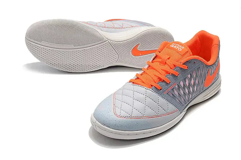 Chuteira Futsal Nike Lunar Gato IC Cinza e Laranja