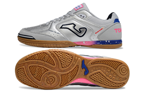 Chuteira Futsal Joma Top Flex Rebound IC Prata com design elegante e tecnologia de desempenho.