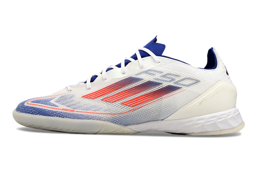 Chuteira Futsal Adidas F50 IC Branca, Azul e Vermelha