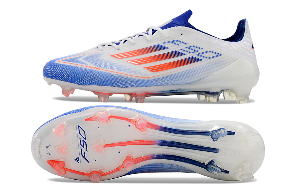 Chuteira Adidas F50.1 FG Branca, Azul e Vermelho