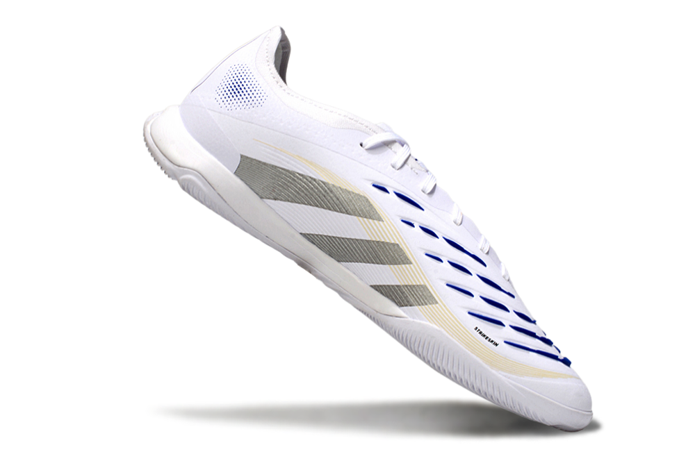 Chuteira Futsal Adidas Predator Elite Fold-Over Tongue IC - Branca, Cinza e Dourada