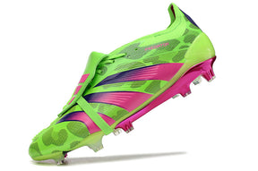 Chuteira Adidas Predator Elite Tongue FG - Verde e Rosa