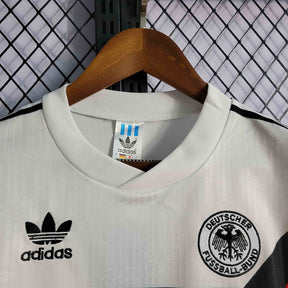 Camisola Alemanha home 1990 Retro com logo da Adidas e Deutscher Fussball-Bund.