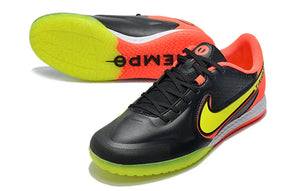 Chuteira Futsal Nike Tiempo Legend 9 Elite IC com detalhes em preto e neon, ideal para desempenho em quadras.
