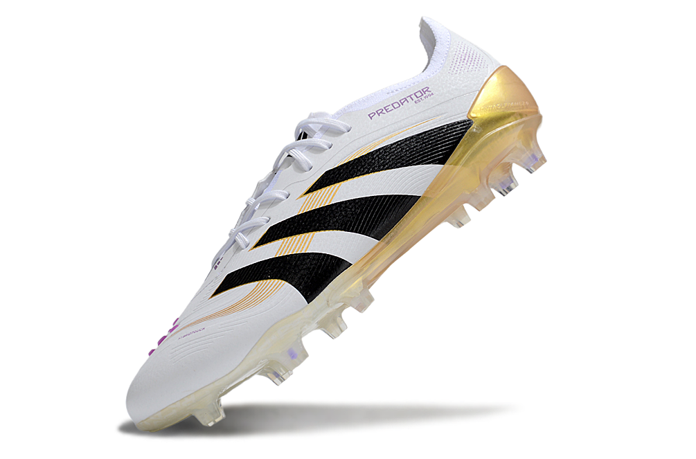 Chuteira Adidas Predator Elite FG - Branca e Dourada