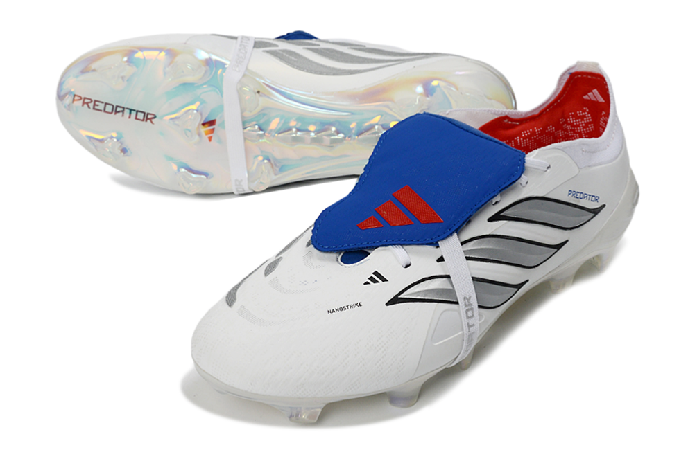 Chuteira Adidas Predator Elite FG 26 - Branca e Azul "Bellingham"