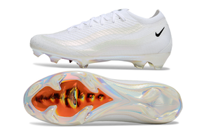 Chuteira Nike Mercurial Air Max 95 Elite FG - Branca e Laranja, detalhes da sola e parte superior.