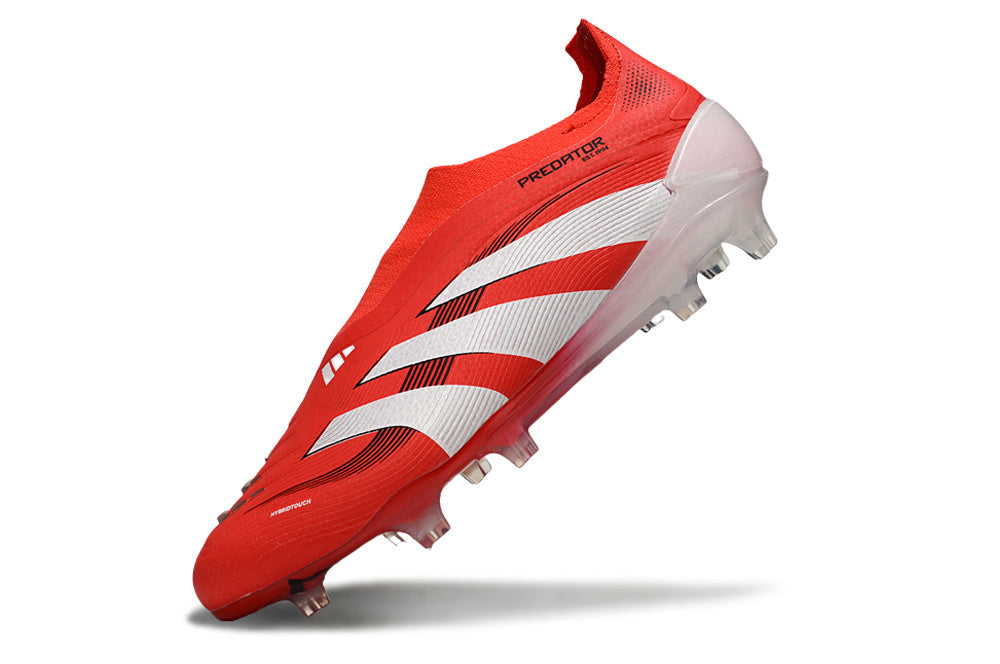 Chuteira Adidas Predator Elite FG Laceless - Vermelha e Branca