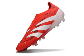 Chuteira Adidas Predator Elite FG Laceless - Vermelha e Branca