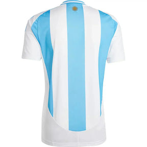 Camisola Argentina home 24/25 Azul com design listrado azul e branco, ideal para fãs e uso casual.