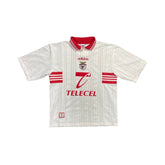 Camisola Benfica Alternativa 97/98, jersey branca com detalhes em vermelho e logotipo da Adidas.