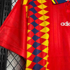 Camisola Espanha GK 1994 Retro com design vermelho e amarelo, detalhe em azul, marca Adidas